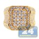 Luxury 14K Yellow Gold 5.19 ct Iced Out Diamond Mens Signet Ring