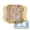 Luxury 14K Yellow Gold 5.19 ct Iced Out Diamond Mens Signet Ring