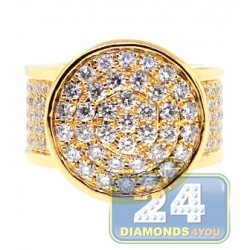 14K Yellow Gold 4.58 ct Diamond Round Shape Signet Mens Ring