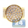 Mens Diamond Round Shape Signet Ring 14K Yellow Gold 4.58ct
