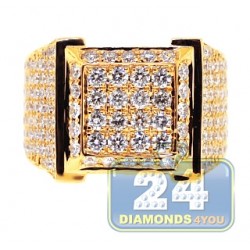 14K Yellow Gold 4.84 ct Diamond Square Mens High Ring