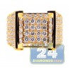 Mens Diamond Square High Signet Ring 14K Yellow Gold 4.84ct