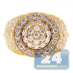 14K Yellow Gold 4.68 ct Diamond Cluster Mens Signet Ring