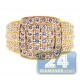 14K Yellow Gold 4.44 ct Diamond Mens Square Shape Ring