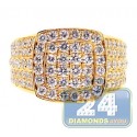 14K Yellow Gold 4.44 ct Diamond Mens Square Shape Ring