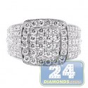 14K White Gold 4.44 ct Diamond Mens Square Shape Ring