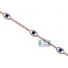 Womens Diamond Evil Eye Tennis Bracelet 14K Rose Gold 1.55ct 7.5"