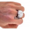 14K White Gold 3.73 ct Diamond Mens Signet Ring