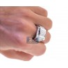 14K White Gold 2.63 ct Diamond Mens Signet Ring