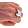 14K White Gold 2.79 ct Round Cut Diamond Mens Signet Ring