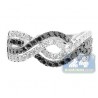 14K White Gold 1.20 ct Black Mixed Diamond Womens Infinity Band Ring
