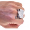 14K White Gold 3.15 ct Diamond Pave Mens Signet Ring