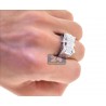 14K White Gold 1.07 ct Diamond Mens Signet Ring