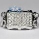 14K White Gold 1.55 ct Diamond Mens Crossbones Signet Ring