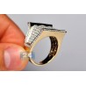 14K Yellow Gold 2.20 ct Diamond Pave Mens Signet Ring