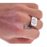 14K White Gold 1.02 ct Round Diamond Mens Signet Ring