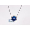 Womens Diamond Blue Evil Eye Necklace 14K White Gold 18" 0.35ct