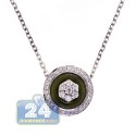 18K White Gold 0.60 ct Diamond Green Evil Eye Womens Necklace