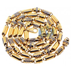 14K Yellow Gold 8.81 ct Diamond Bullet Bar Link Mens Chain