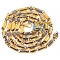 14K Yellow Gold 8.81 ct Diamond Bullet Bar Link Mens Chain