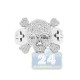 14K White Gold 0.80 ct Diamond Mens Skull Cross Ring