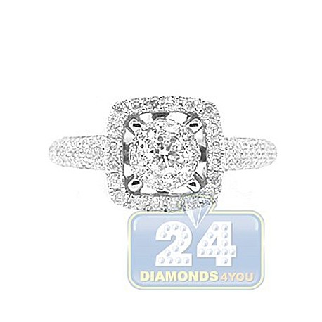 14K White Gold 0.79 ct Diamond Vintage Square Engagement Ring