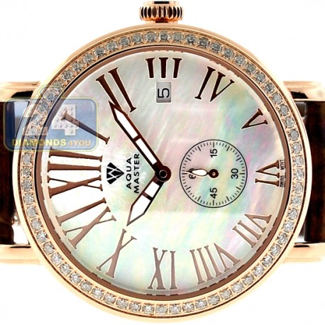 Womens Diamond Rose Gold Watch Aqua Master Automatic 1.25 ct