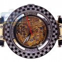 Aqua Master Automatic Skeleton 1.25 ct Diamond Mens Gold Tone Watch