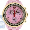 Aqua Master Pink Ceramic 1.25 ct Diamond Womens Gold Tone Watch