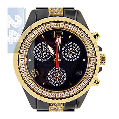 Aqua Master Black Ceramic 3.00 ct Diamond Womens Gold Tone Watch