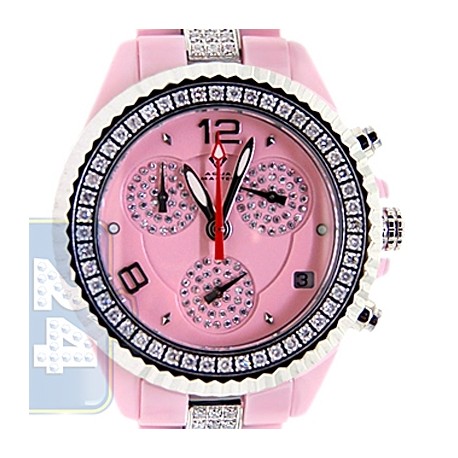Aqua Master Pink Ceramic 3.00 ct Diamond Womens Mini Watch