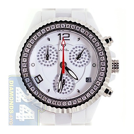 Aqua Master White Ceramic 1.25 ct Diamond Womens Mini Watch
