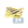 14K Yellow Gold 0.30 ct Diamond Womens Bamboo Triple Ring