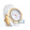 Aqua Master White Ceramic 2.85 ct Diamond Mens Yellow Gold Watch