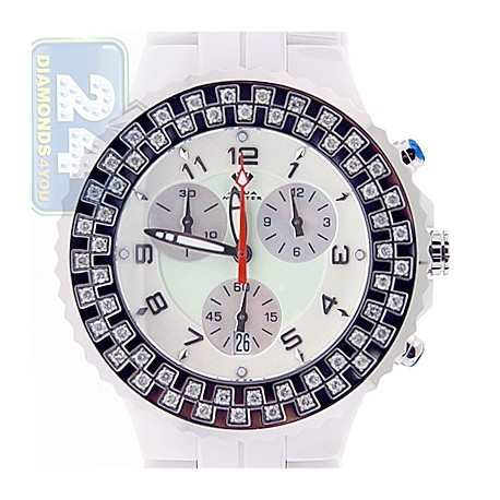 Aqua Master White Ceramic 1.25 ct Diamond Womens Watch