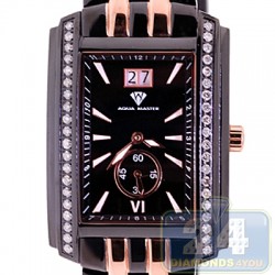 Aqua Master Square 1.50 ct Diamond Mens Black PVD Rose Gold Watch