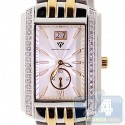 Aqua Master Square 1.50 ct Diamond Mens Gold Tone Steel Bracelet Watch