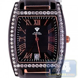 Aqua Master Tonneau 2.10 ct Diamond Mens Rose Black PVD Bracelet Watch