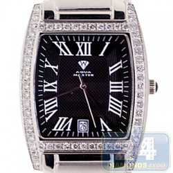 Aqua Master Tonneau 2.10 ct Diamond Mens Black Dial Steel Bracelet Watch
