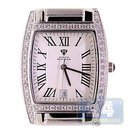 Aqua Master Classics Tonneau 2.10 ct Diamond Mens Steel Bracelet Watch