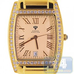Aqua Master Classics Tonneau 2.10 ct Diamond Mens Yellow Watch