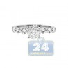 14K White Gold 0.87 ct Round Cut Diamond Vintage Engagement Ring