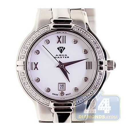 Aqua Master Classics Round 0.60 ct Diamond Womens Steel Bracelet Watch