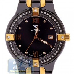 Aqua Master Round 1.00 ct Diamond Mens Gold Tone Black PVD Watch