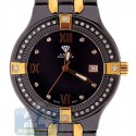 Aqua Master Round 1.00 ct Diamond Mens Gold Tone Black PVD Watch