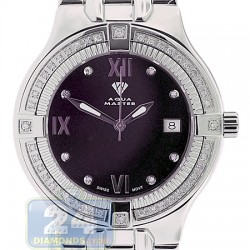 Aqua Master Classics Round 1.00 ct Diamond Mens Black Dial Steel Watch