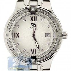 Aqua Master Classics Round 1.00 ct Diamond Mens Steel Bracelet Watch