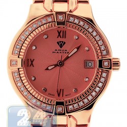 Aqua Master Classics 0.60 ct Diamond Rose Gold Steel Bracelet Womens Watch
