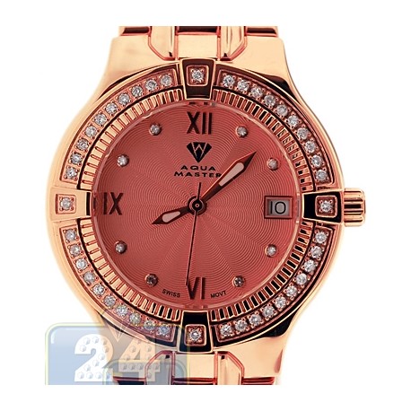 Aqua Master Classics 0.60 ct Diamond Rose Gold Steel Bracelet Womens Watch