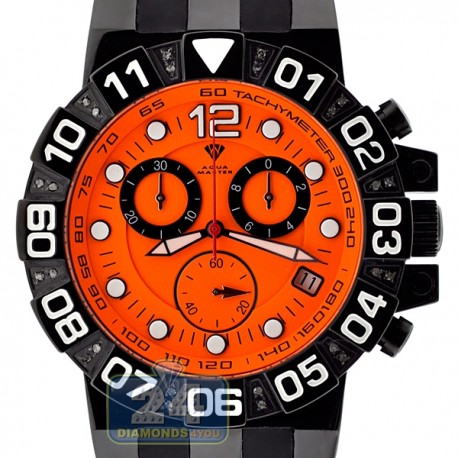 Aqua Master Sport Chrono 0.24 ct Diamond Mens Orange Watch